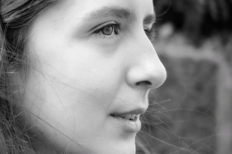 side view of a young woman face