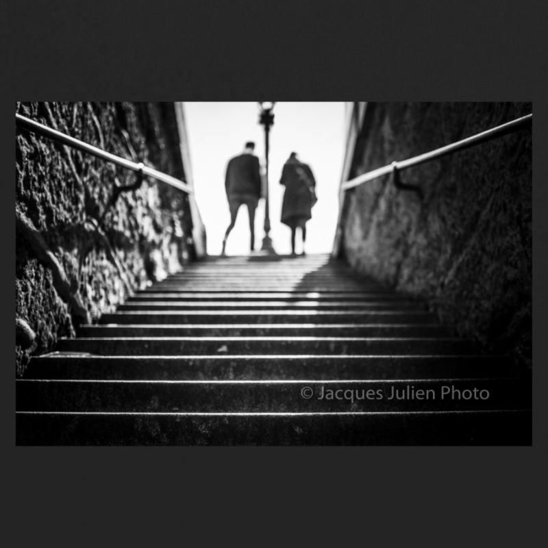shadows of couple in stairs
