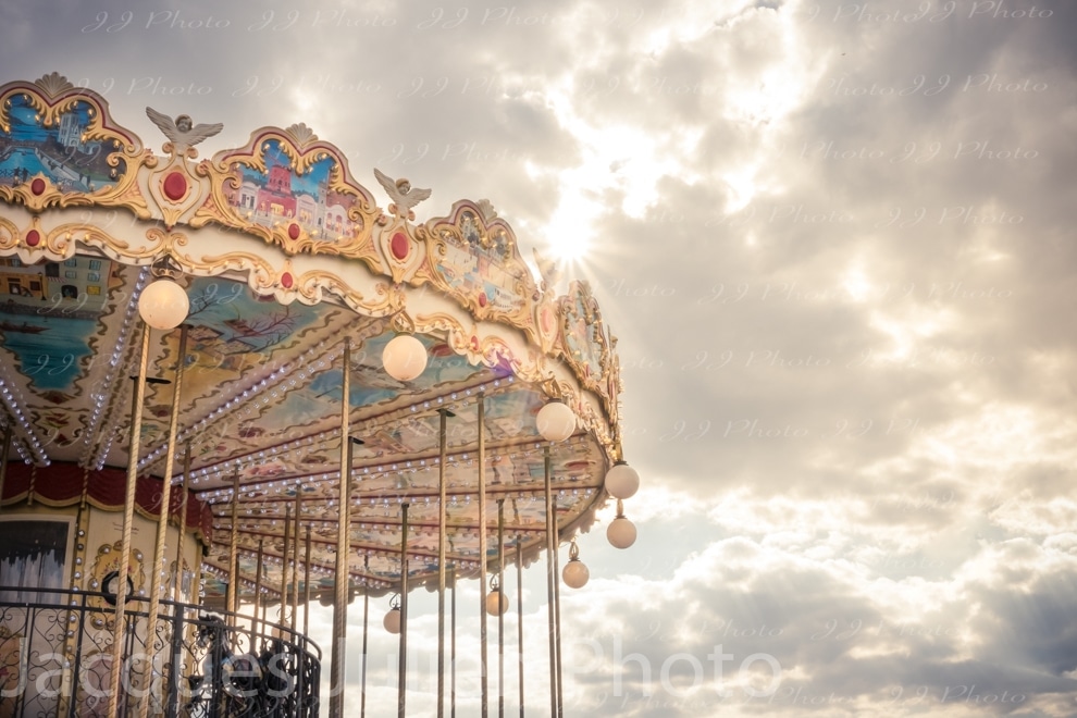 sunset on merry-go-round art photography