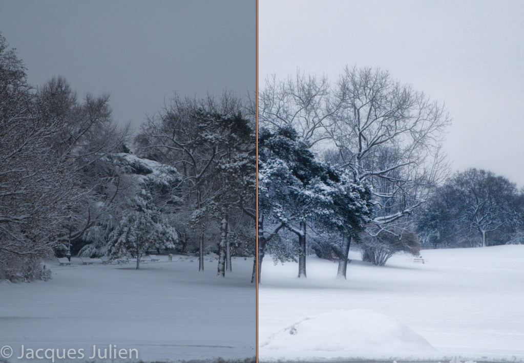 winter landscape before after image treatment