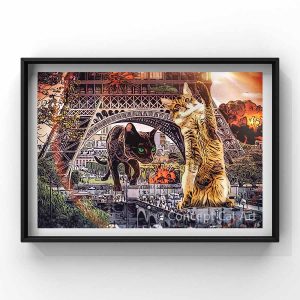 Deux chats géants dans Paris en feu