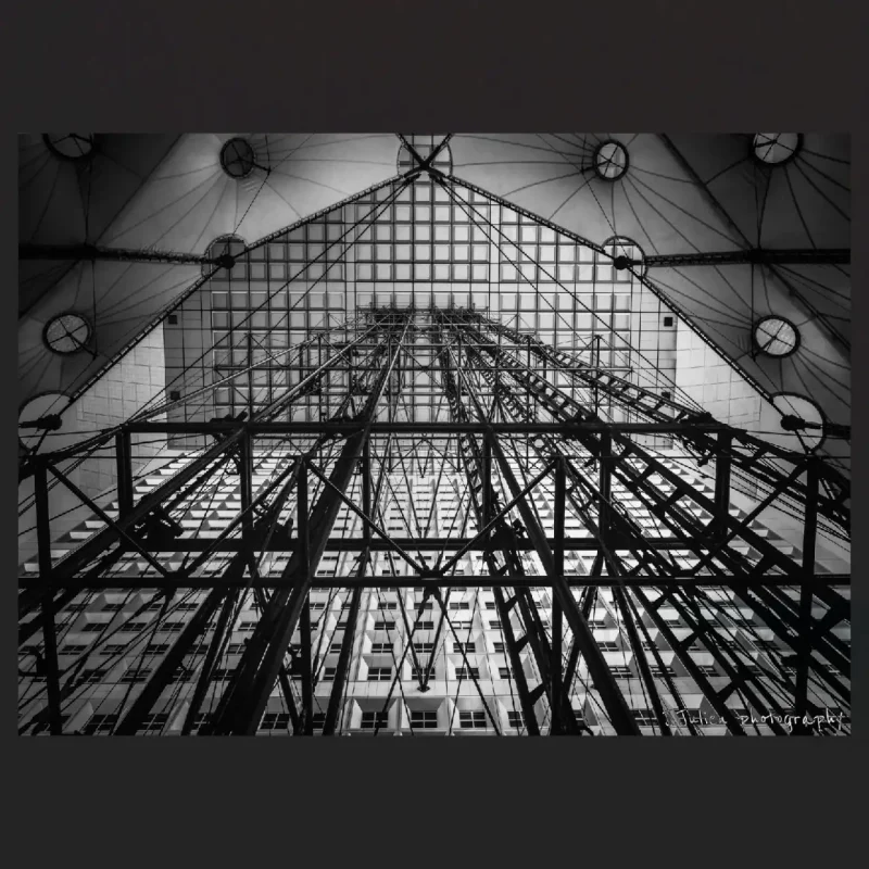abstract modern elevator structure monochrome