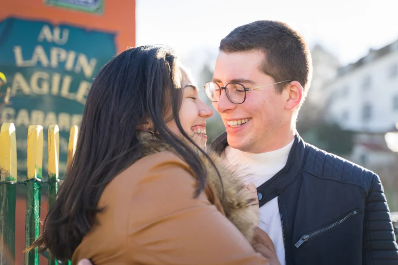 Happy Young Couple Sharing Romantic Moment on City Street